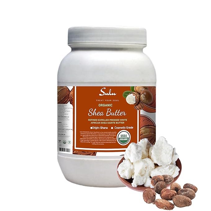 USDA Certified Organic Expeller Pressed White Refined Shea Butter (3 lb)