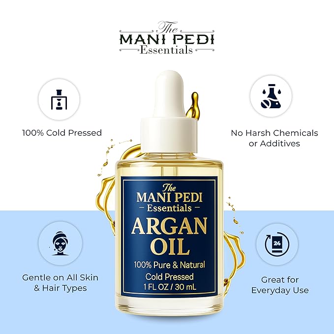 TMPE Argan Oil for Hair & Skin – 100% Pure Cold-Pressed Argan Oil, Lightweight Non-Greasy Hair Oil for Dry Damaged Hair, Face & Body Moisturizing Oil, Daily Use – 1 fl oz