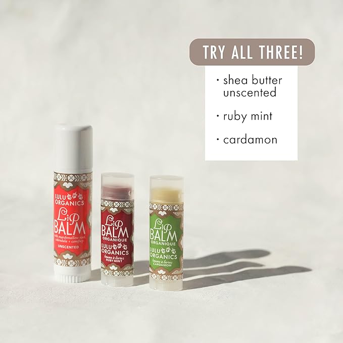 Natural Lip Balm, Nourishing and Moisturizing Premium Lip Care, Handmade Hydrating Lip Balm, Lip Treatment for Dry and Cracked Lips, Repairing and Fragrance Free - Ruby Mint - 0.15oz