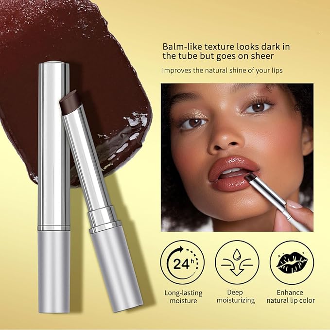 Honey Lipstick Sheer Tinted Lip Balm, Hydrating & Nourishing, Natural Glossy Finish, Moisturizing Lip Color for All Skin Tones Women, Black
