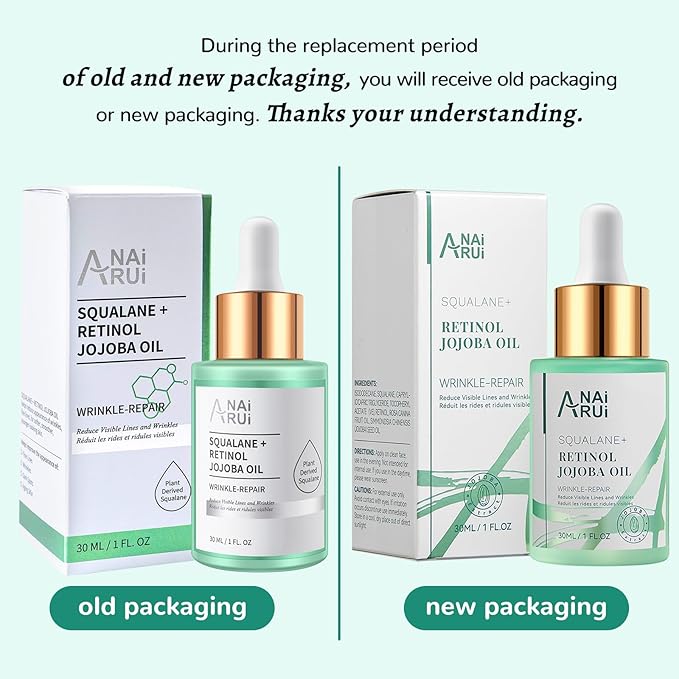 ANAI RUI Squalane Retinol Jojoba Oil Moisturizer for Face Hydrate, Nourish, Moisturize Fine Lines and Wrinkles, Wrinkle-Repair Facial Oil for Smoother, Supple Skin 1 fl. Oz