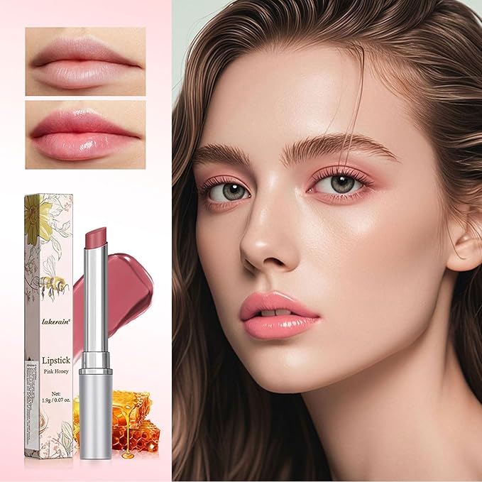 Honey Lipstick Sheer Tinted Lip Balm, Hydrating & Nourishing, Natural Glossy Finish, Moisturizing Lip Color for All Skin Tones Women, Pink