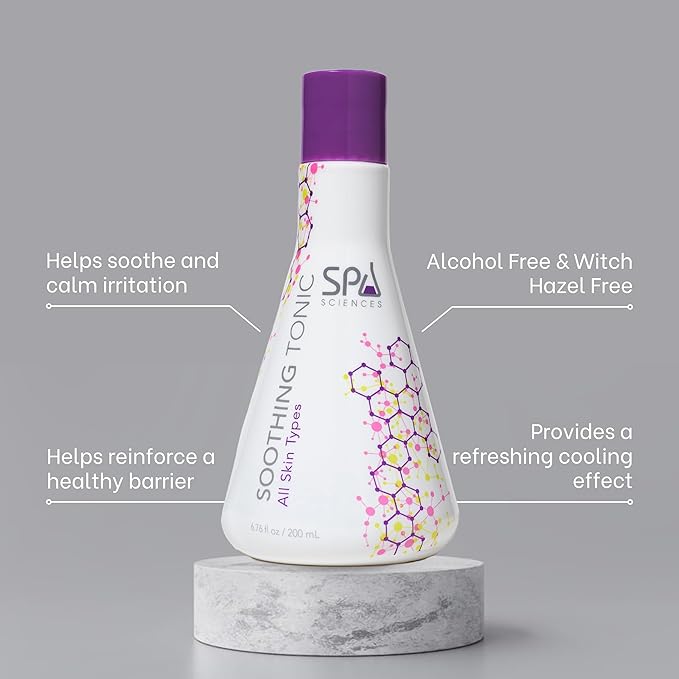 Spa Sciences - Soothing Tonic - Made in the USA - with Aloe Juice, Cucumber Extract, Hyaluronic Acid - Hydrate, Rebalance, Condition - Vegan - for All Skin Types - 6.67oz