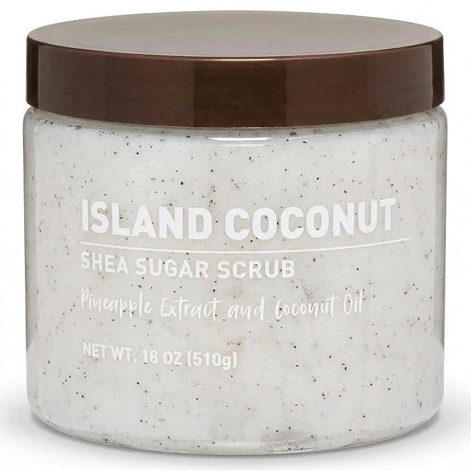 Island Coconut Sugar Scrub – Exfoliating Body Scrub for Women, Moisturizing Shea Butter, Natural Sugar Exfoliant, Hand and Foot Scrub, Paraben-Free, All Skin Types, 18 oz (Pack of 2)
