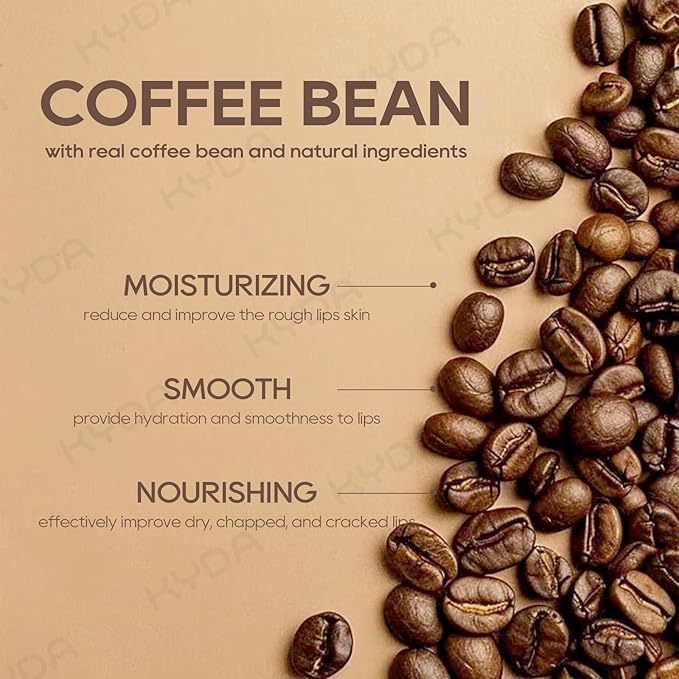 KYDA 3 Pcs Coffee Bean Lip Balm, Deep Hydrating Lip Balm, Daily Lip Moisturizer for Dry Cracked Lips with Coffee Bean Extract