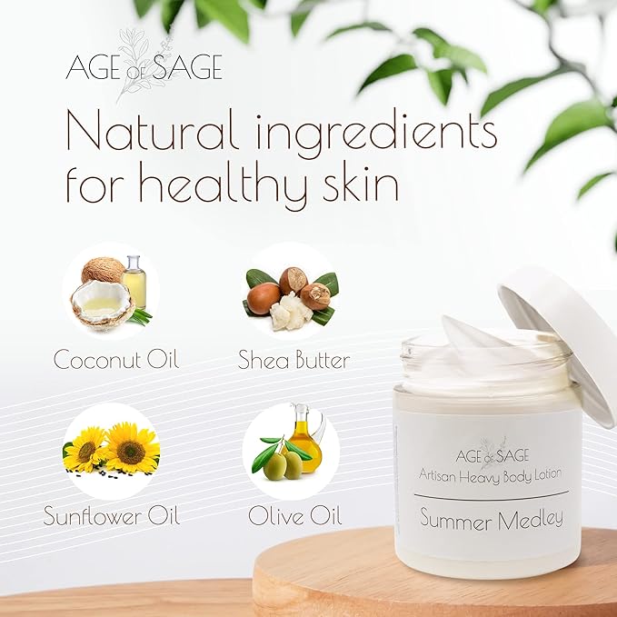 Body Lotion with Shea Butter - Gifts for Her, Body Moisturizers Infused with Coconut & Sunflower Oils, Valentines Gifts for Women Summer Medley Scent, Pack of Three 8 oz Jars