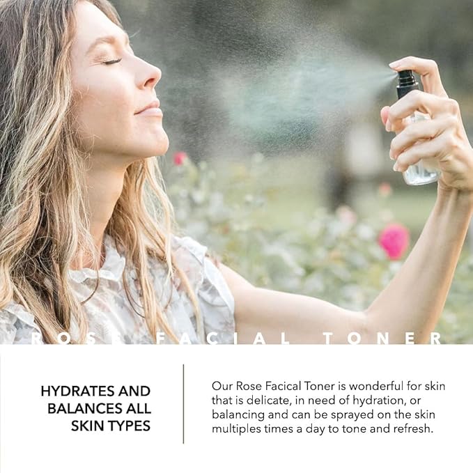 Pretty farm girl Pure Rose Facial Toner - Nourish & Hydrate - Hydrosol - for Dry, Oily, or Combination Skin - Rose Scent - All Skin Types - Teen & Adult - 2 oz