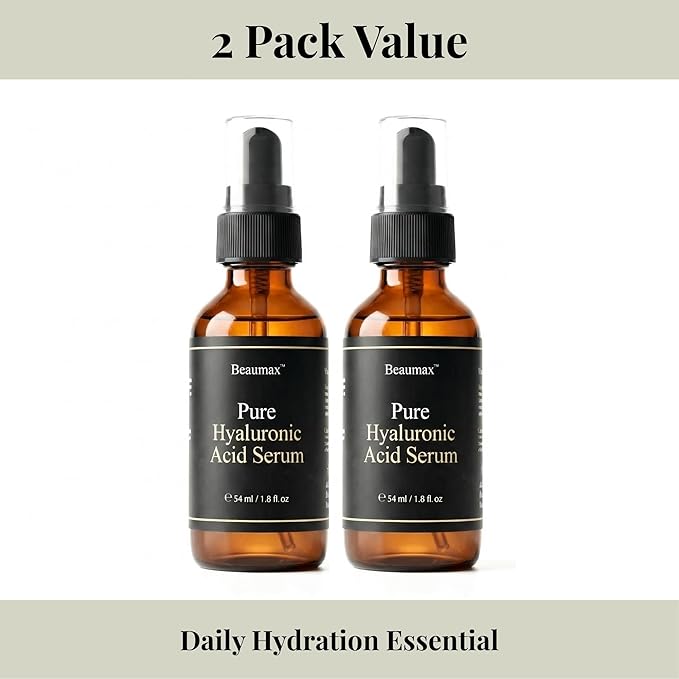 Hyaluronic Acid Serum 2 Pack for Face – Deep Hydration, Non-Sticky, For Dry & Sensitive Skin (54ml x2)