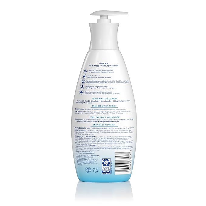 Live Clean Intense Moisture Fragrance Free Body Lotion, 18 Fl Oz