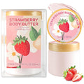Strawberry Body Butter, Natural Shea Body Butter for Dry Skin, Womens and Mens Body Care, Body Care for Deep Moisturizing and Hydrating-3.4 floz+6.8 floz