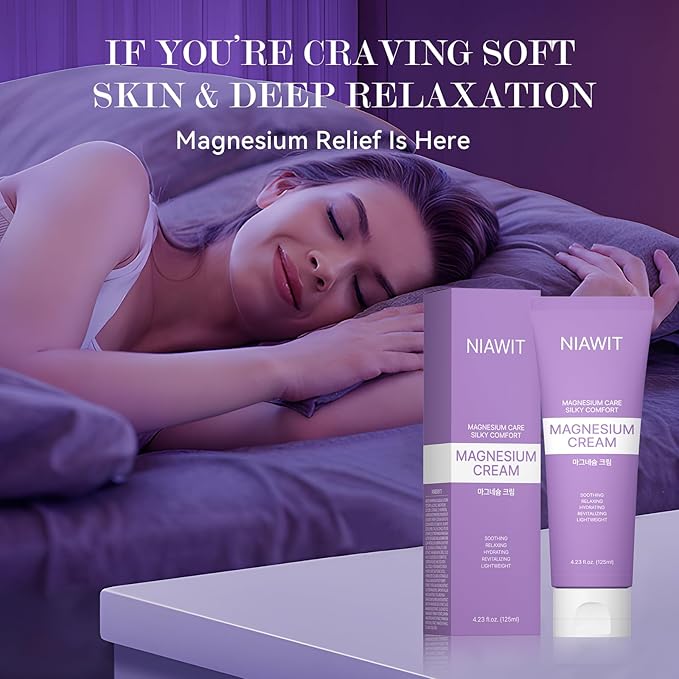 Magnesium Cream – Restful Sweet Sleep + Muscle Relaxation for Legs, Feet & Arms | Hydrating Body Cream with Magnesium & Shea Butter to Smooth Skin, Calm Gentle Formula 125 ml