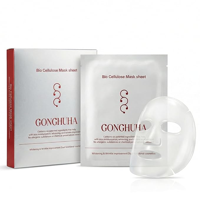 Red Ginseng Bio Cellulose Face Mask - Deep Hydrating Sheet Mask with Honeysuckle & Cica - Soothing Korean Skincare for Glowing Skin - 5 Count Box