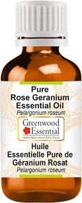 Greenwood Essential Pure Rose Geranium Essential Oil (Pelargonium roseum) Steam Distilled 50ml (1.69 oz)