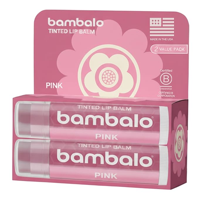 Tinted Lip Balm Pink 2-Pack - Hydrating Moisturizing Care - Soft Rosy Tint - Natural Organic Formula - Everyday Wear, Smooth Color - Made in USA