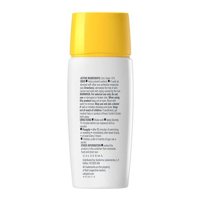 Cetaphil Sheer Mineral Liquid Sunscreen for Face, 100% Mineral UVA/UVB Filters, Zinc Oxide Broad Spectrum SPF 50 Formulated for Sensitive Skin, Unscented, 1.7 Fl Oz