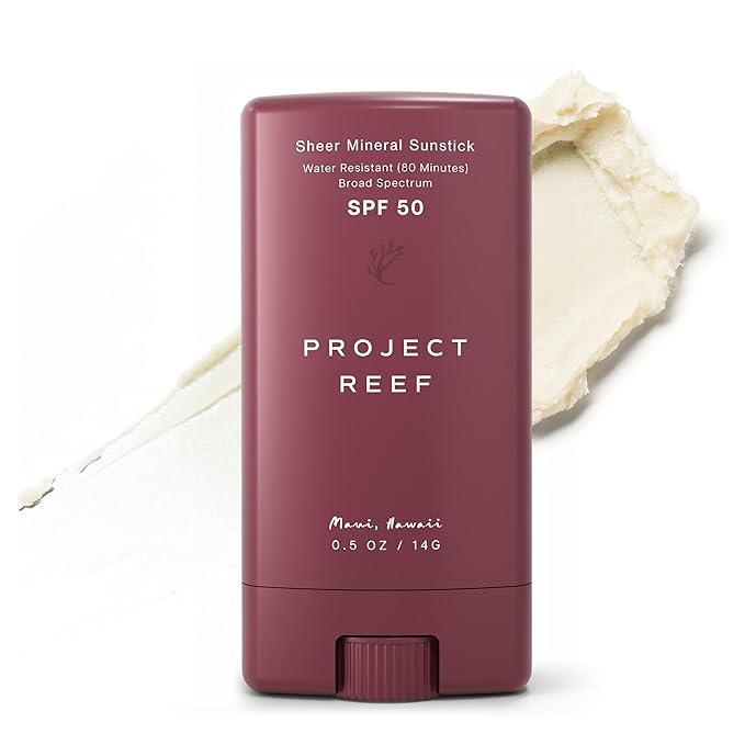 Project Reef SPF 50 Mineral Sunscreen Stick – Compact SPF Stick, Hawaii Reef Act 104 Compliant, Vegan, Ocean-Friendly, Water-Resistant, 0.5 oz
