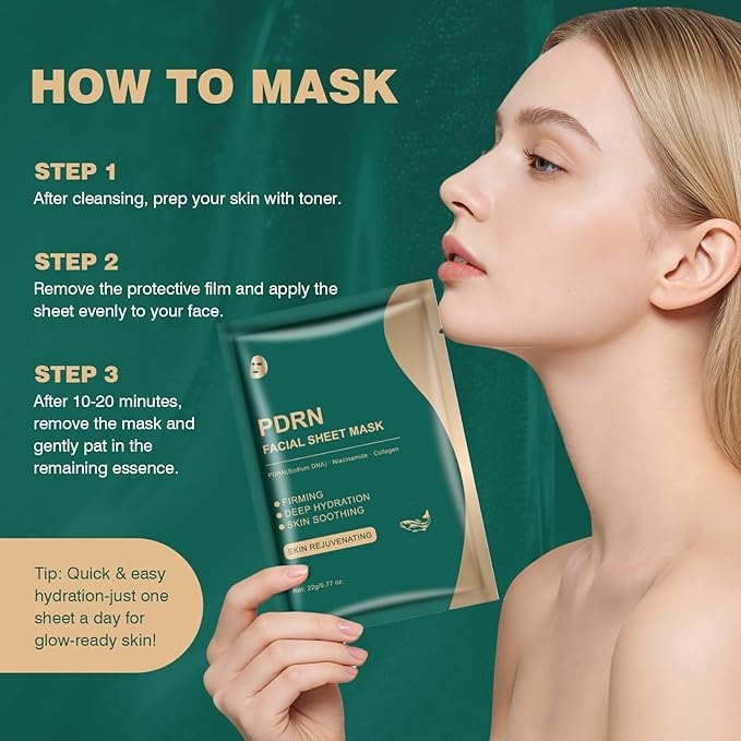 Salmon DNA PDRN Face Mask for Skin Rejuvenating Seekers: Fade Dehydration-Induced Fine Lines - with Centella/Hyaluronic Acid/Niacinamide/Collagen