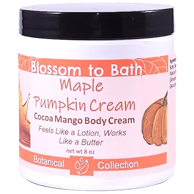 Blossom to Bath Maple Pumpkin Cream Cocoa Mango Body Cream (8 Ounce) - Natural Fragrance - Feels Like A Lotion And Works Like A Butter with a Sweetly Spiced Scent