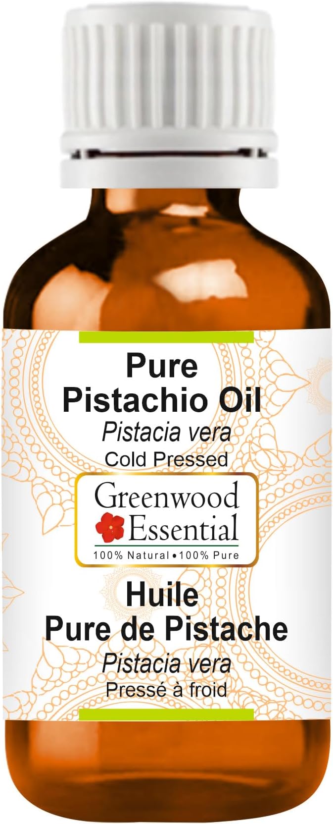 Greenwood Essential Pistachio Oil (Pistacia vera) | Cold Pressed | Natural | Undiluted | For Diluting Essential Oils | For Skin & Massage | Men & Women | 10ml (0.33 oz)