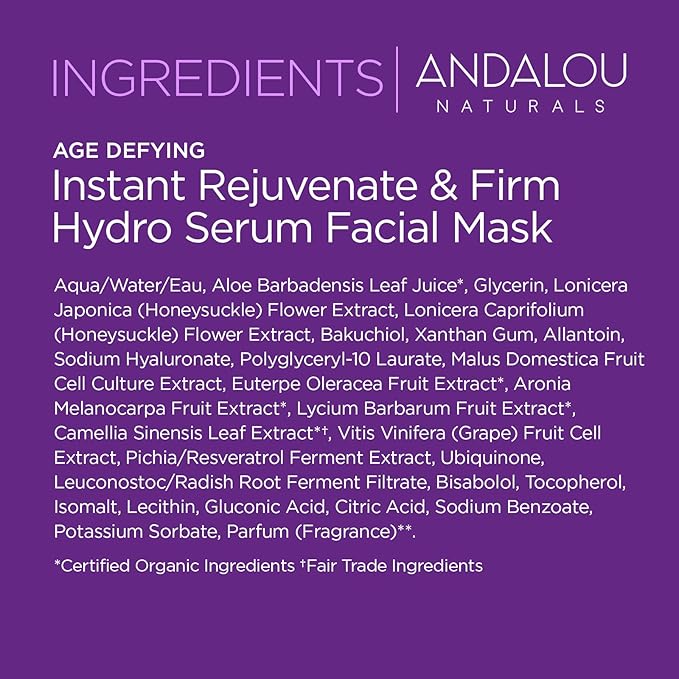 Andalou Naturals, Age Defying Instant Rejuvenate & Firm Sheet Mask