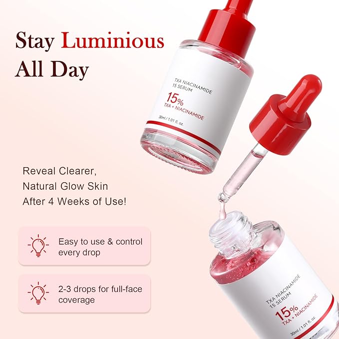 TXA 5% + Niacinamide 10% Facial Serum for Dark Spot, Uneven Skin Tone & Daily Hydration Care, Glow Serum for Face, Tranexamic Acid 5% | Korean Skincare, 1.01 fl.oz