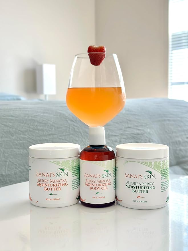 Sanai's Skin Moisturizing Body Butter | Berry Mimosa Moisturizing Butter | Moisturizing & Nourishing for Normal to Dry Skin | Shea Butter & Sunflower Seed Oil - 8 oz