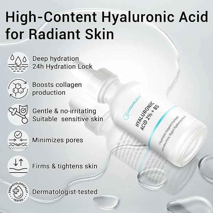 Hyaluronic Acid 2% + B5 Hydration Support Formula, Hyaluronic Acid Serum For Face - Large 30ml/1oz