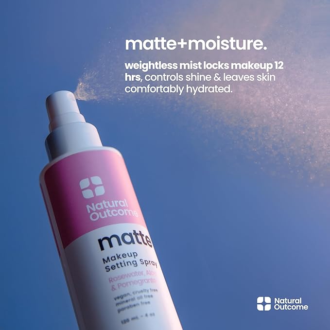 Matte Makeup Setting Spray | Mattifying Lock In Makeup Mist Keeps Fresh All Day | Add Vibrance & Shine to Your Look | Oil-Free Vegan Formula for All Skin Types | 4 oz