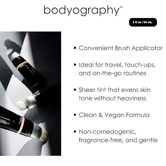 Bodyography Sun Defense Tinted Moisturizer, 1.5 oz | Lightweight SPF Tint with Hyaluronic Acid & Mineral Pigments | Hydrating, Vegan Sheer Coverage for All Skin Types, Light