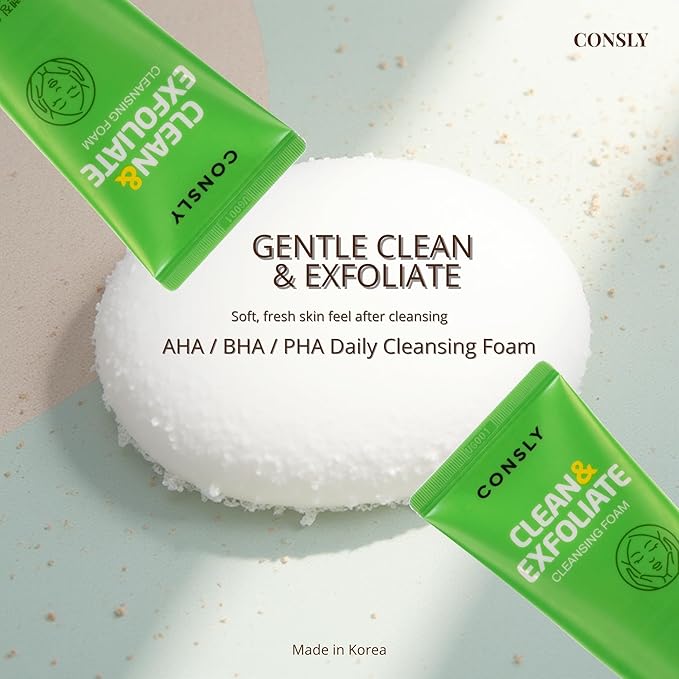 AHA BHA PHA Cleansing Foam | Korean Foaming Face Wash | Gentle Exfoliating Cleanser for Pores & Uneven Texture | Removes Makeup & Sunscreen | K-Beauty Face Cleanser | 120 ml / 4.06 fl oz.