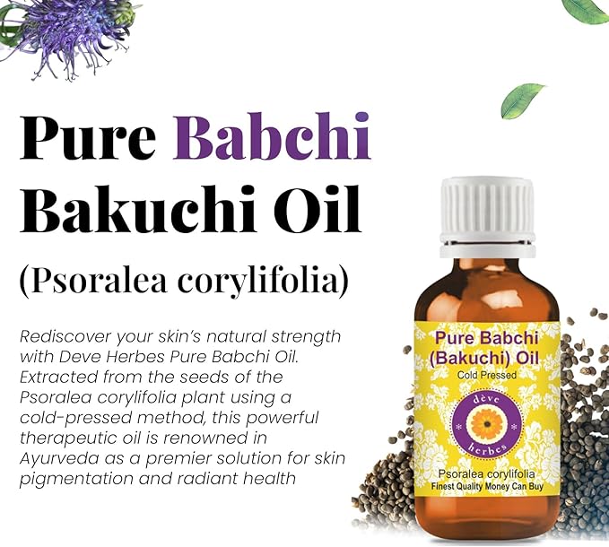 Deve Herbes Babchi (Bakuchi) Oil (Psoralea corylifolia) | Cold Pressed | Pure | Natural | Undiluted | For Diluting Essential oils | For Skin & Massage | Non-Sticky | Lightweight | Unisex | 30ml (1 oz)