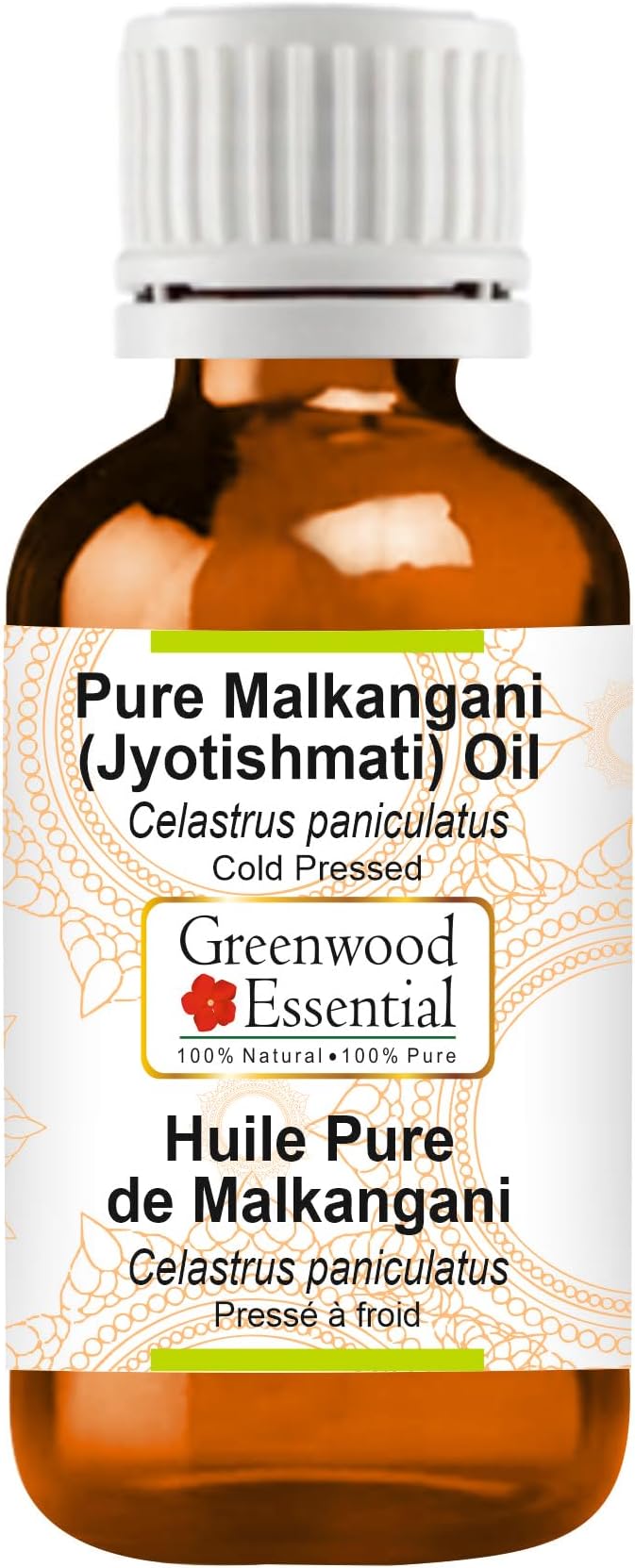 Greenwood Essential Malkangani (Jyotishmati) Oil (Celastrus paniculatus) | Cold Pressed | 15ml (0.50 oz)