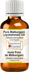 Greenwood Essential Malkangani (Jyotishmati) Oil (Celastrus paniculatus) | Cold Pressed | Natural | For Diluting Essential Oils | Skin & Massage | Unisex | 50ml (1.69 oz)