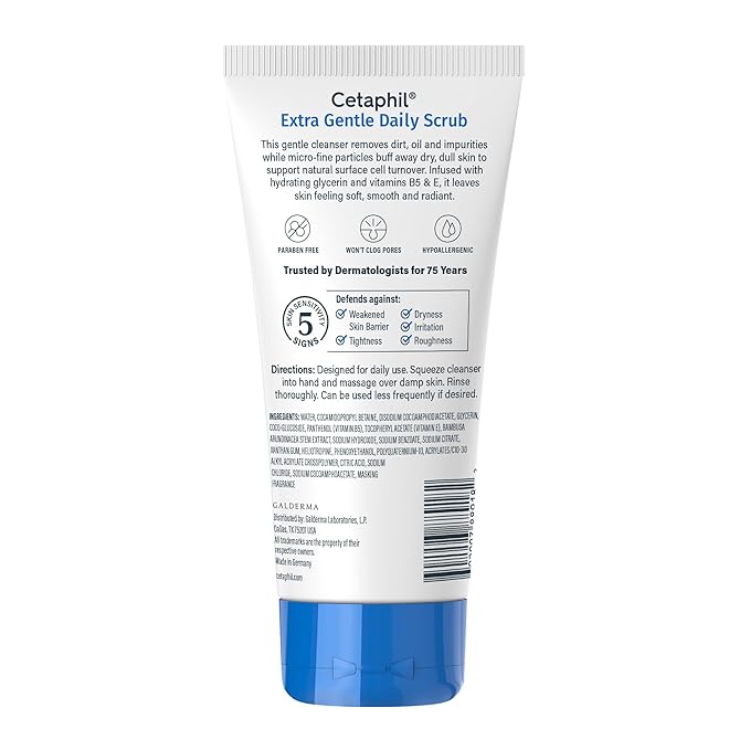 Cetaphil Exfoliating Face Wash,Extra Gentle Daily Face Scrub,Gently Exfoliates & Cleanses,For All Skin Types,Non-Irritating & Hypoallergenic,Suitable For Sensitive Skin,6 Fl Oz,(Pack of 4)