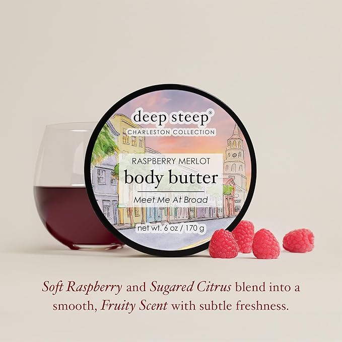 Deep Steep Body Butter, 6 oz – Rich Moisturizer with Ceramides, Coconut Oil, Argan Oil & Aloe Vera – Vegan, Clean Beauty, Smooth & Hydrated Skin (6 Ounces, Raspberry Merlot)