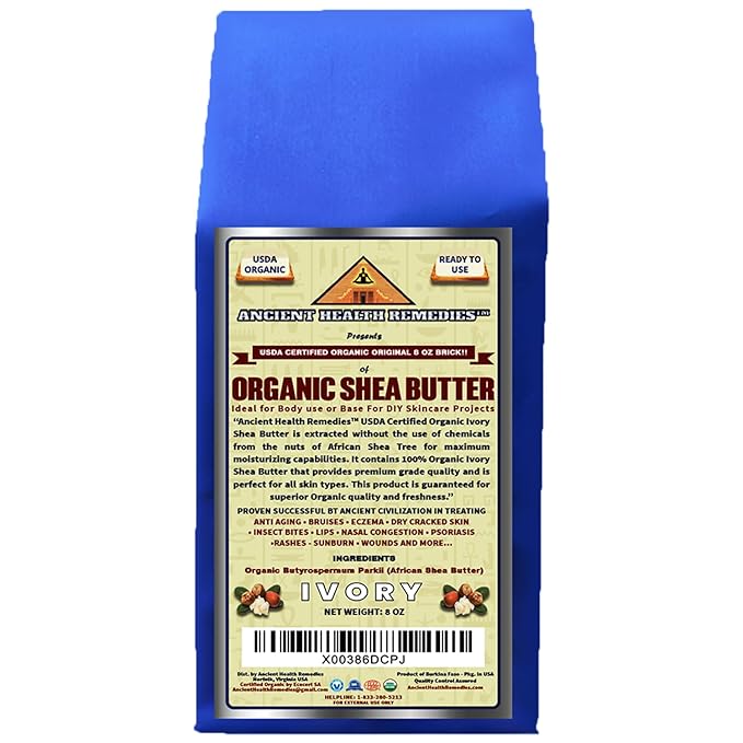 USDA Certified Organic Unrefined Raw AFRICAN IVORY SHEA BUTTER BLOCKS/JAR Bulk Size Grade A for Anti Aging, Dry Skin, Base for DIY Body Butter, Beauty, Skin Moisturizer & Hand Cream