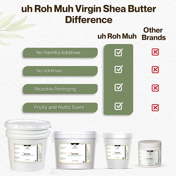uh*Roh*Muh Shea Butter (Virgin) (Organic - USDA Certified) (Ghana) (Net Wt:1.6Kg/3.5lb) (Pack of 1)