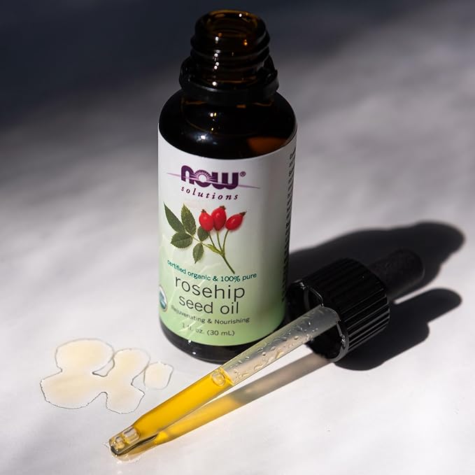 NOW Solutions, Rose Hip Seed Oil, 100% Pure, Nourishing and Renewing, For Facial Care, Vegan, Child Resistant Cap, 1-Ounce