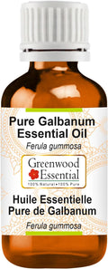 Greenwood Essential Galbanum Essential Oil (Ferula gummosa) Pure | Non-Sticky | Non-Greasy | Lightweight | Men & Women | All Skin Types | Steam Distilled 5ml (0.16 oz)