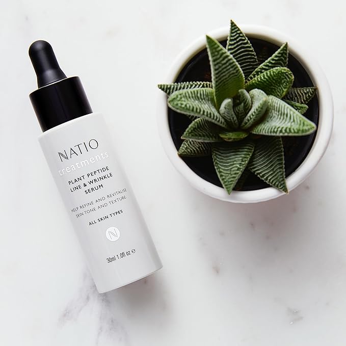 Natio Plant Peptide Line and Wrinkle Serum, 1 oz - Anti Aging Serum - Rejuvenating Face Serum - Daily Serum for Face to Revitalize Skin Texture