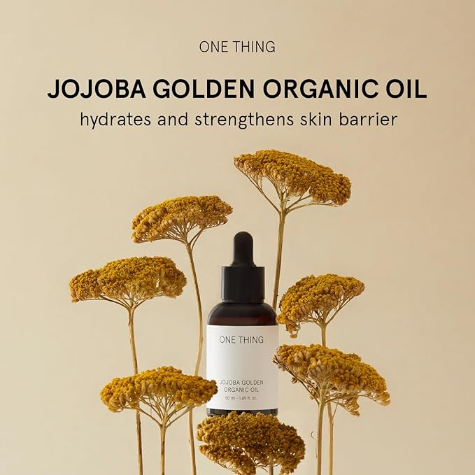 ONE THING Jojoba Golden Organic Oil 1.69 Fl Oz | Moisturizing Natural Oil for Face Body Hair Nails Dry Rough Skin | Cold Pressed, Unrefined | Refine Pores, Barrier Repair, Exfoliate | Korean Skincare