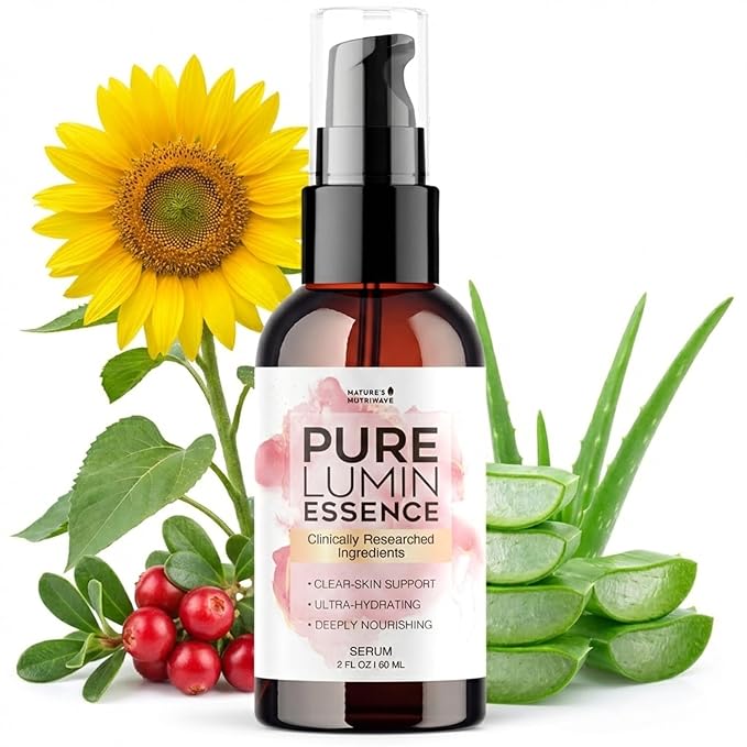PureLumin Essence – Natural Hydrating Serum for Skin Brightness and Nourishment – Plant-Based Formula – Non-GMO – GMP Certified – 2 fl oz (60 mL), 1 Month Supply