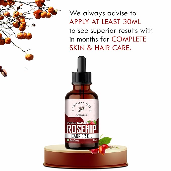 Aromatique Rosehip Oil For Face,Rosehip Seed Oil - Natural Moisturizer For Radiant Skin, Face & Hair Nourishment 15ml