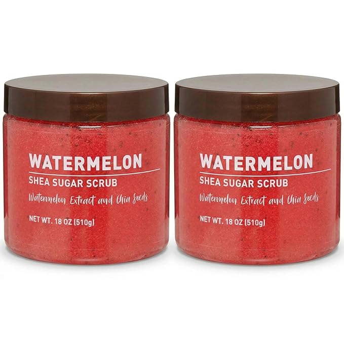Watermelon Sugar Scrub – Exfoliating Body Scrub for Women, Moisturizing Shea Butter, Natural Sugar Exfoliant, Hand and Foot Scrub, Paraben-Free, All Skin Types, 18 oz (Pack of 2)