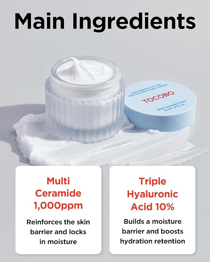 TOCOBO] Multi Ceramide Cream 1.7 Fl oz / 50ml | Moisture cream, Ceramide moisturizer, Korean Skin Care, Natural Ingredients, Sensitive Skin | Cruelty Free, Korean Vegan Cream, mother's day gift