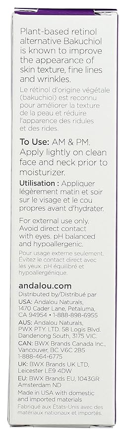Andalou Naturals Rejuvenating Serum with Plant Based Retinol, 1 Oz