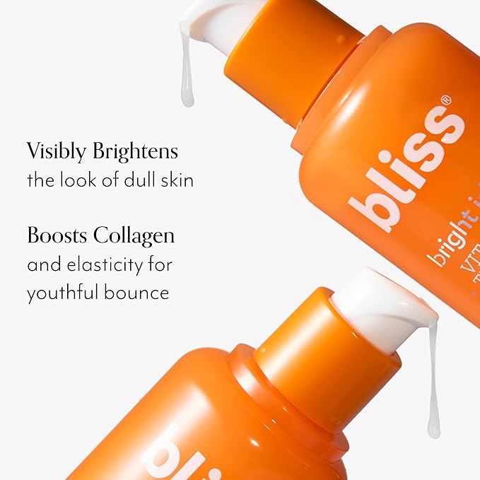 Bliss Vitamin C Face Serum + Glow & Hydrate Hyaluronic Acid Peptides + Niacinamide Antioxidant Brightening Dark Spot - Anti-Aging - Renew Night Acne Glycolic Uneven Tone