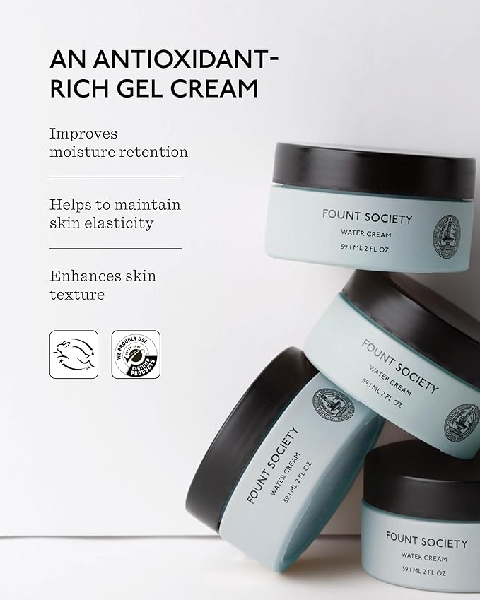 Water Cream Moisturizer - 2 fl oz Gel Cream for Hydrated Skin - Antioxidant-Rich Day Cream with Peptides & Squalane - Vegan & Cruelty-Free - No Parabens or Synthetic Fragrances