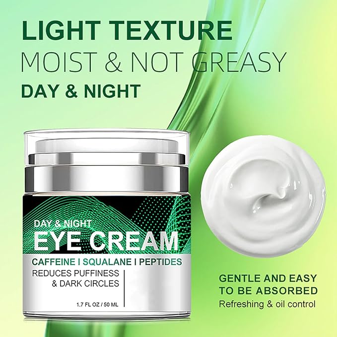 Grospe Caffeine Eye Cream for Puffiness and Bags Under Eyes Daily Anti-Wrinkle Cream Collagen Peptide Eye Cream Day and Night Reduce The Look Of Aging Line Smoothing Skin Care 1.7 FL OZ,1 Pack