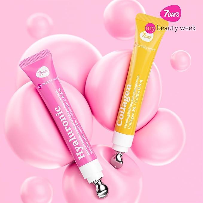 7DAYS Eye Cream Korean Skin Care with Cooling Eye Massager – Collagen Under Eye Cream for Dark Circles, Puffiness & Bags, Anti Aging, Firming & Tightening Eye Care | 0.6 fl oz / 18 ml